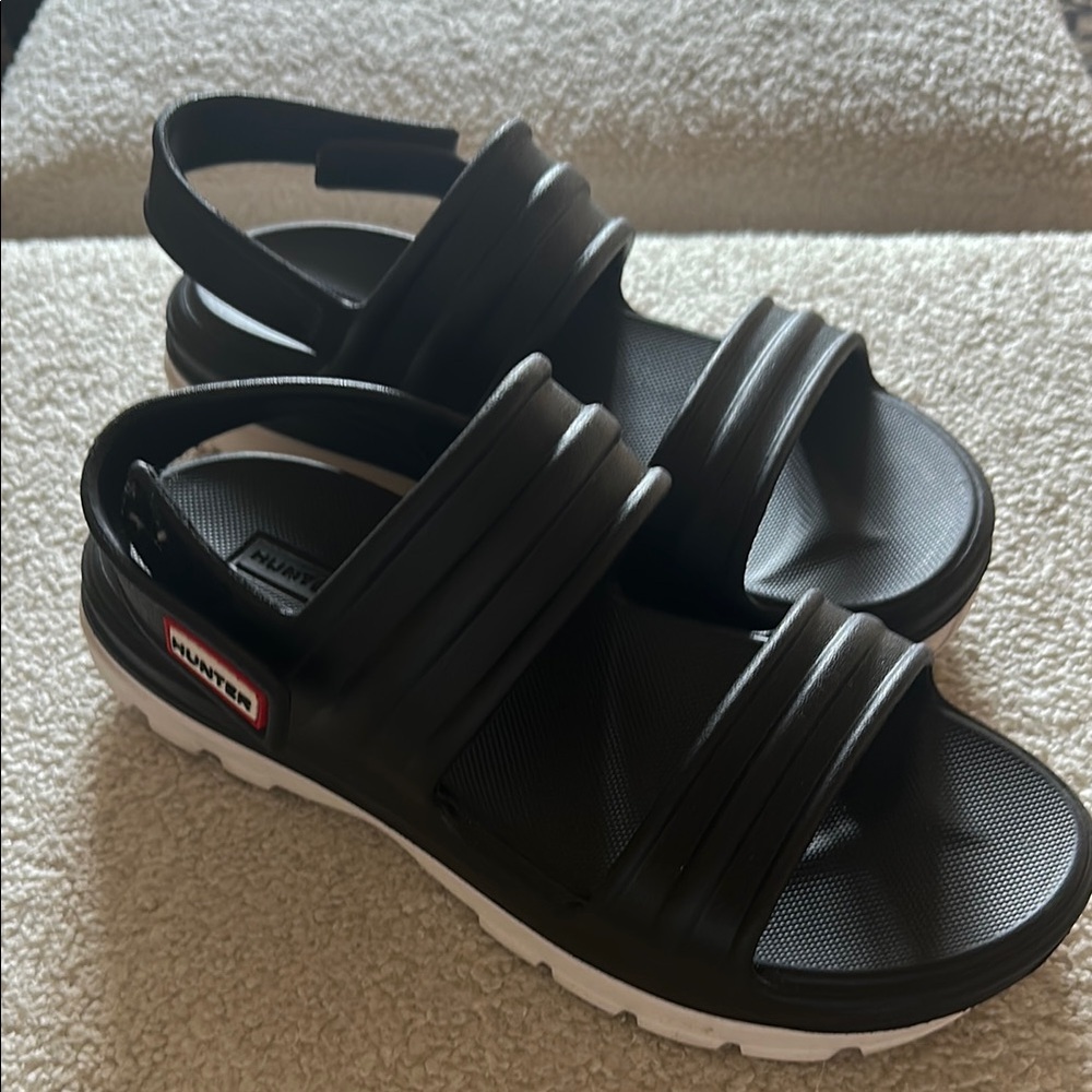 Hunter Black Slide Sandals
